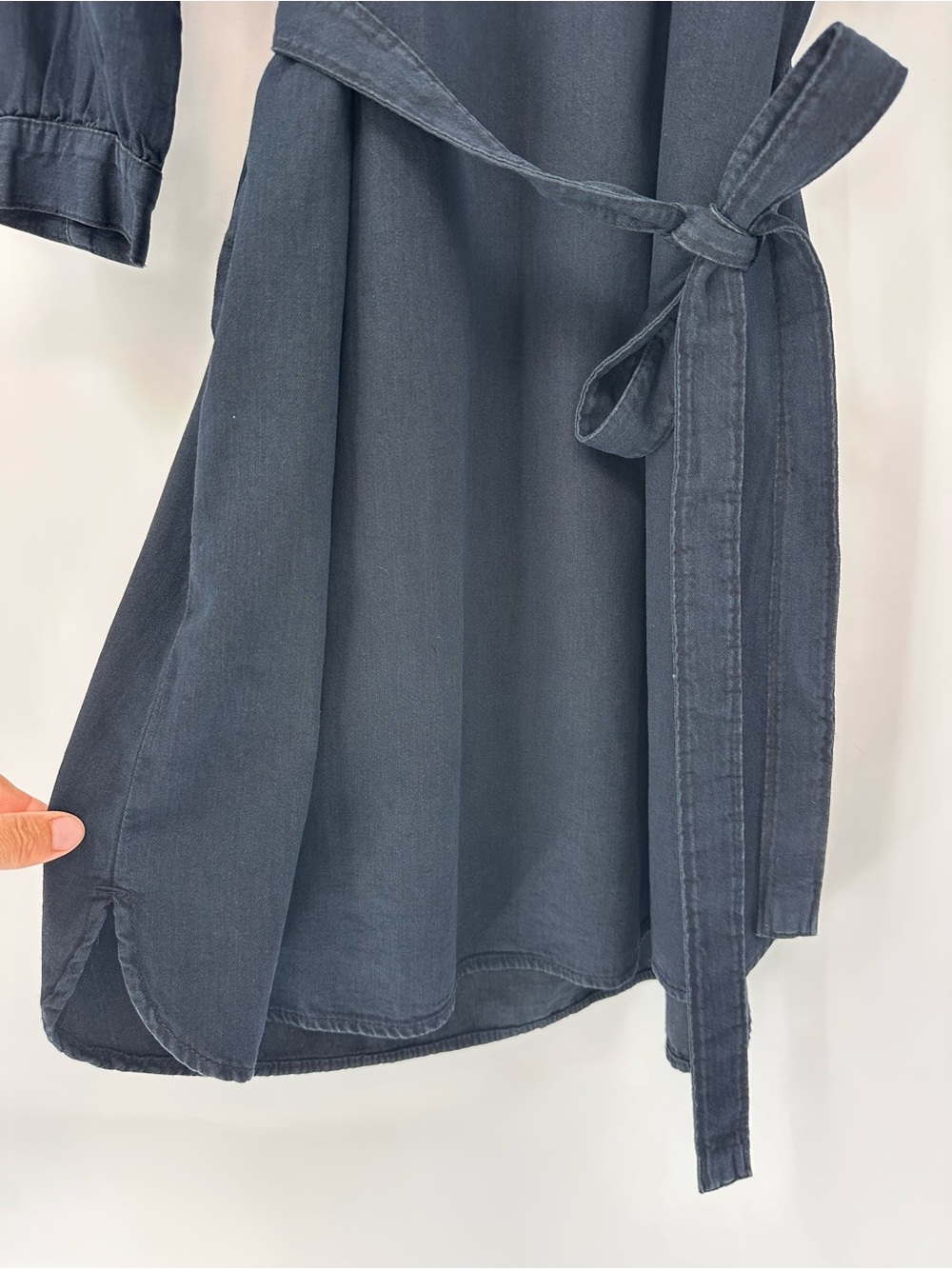 GAP DENIM Darkest Midnight Denim Belted Shirtdress Size PL - Picture 4 of 10